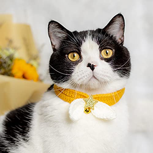 farfi Exquisito Mascotas Collar de lana fina Ejecución Hilado decorativo Lindo Bell Gatos Collar de la joyería para el hogar de punto Mascotas Collar para