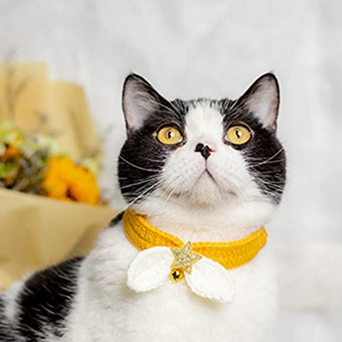 farfi Exquisito Mascotas Collar de lana fina Ejecución Hilado decorativo Lindo Bell Gatos Collar de la joyería para el hogar de punto Mascotas Collar para