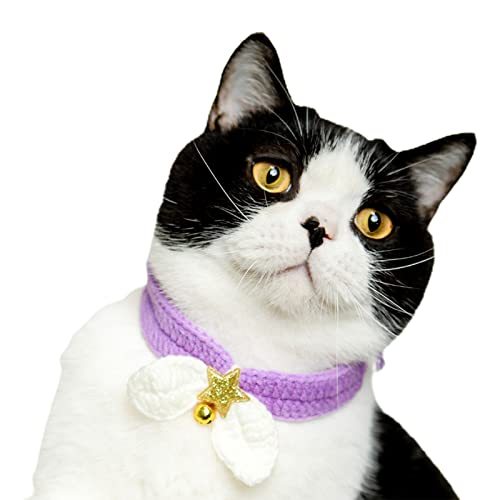 farfi Exquisito Mascotas Collar de lana fina Ejecución Hilado decorativo Lindo Bell Gatos Collar de la joyería para el hogar de punto Mascotas Collar para
