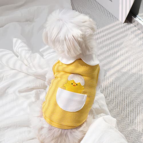 farfi Ropa de punto para cachorros, camisa para mascotas, diseño de cáscara de huevo, transpirable, de moda, chaleco para perros de mascotas, disfraz de verano adorable para verano