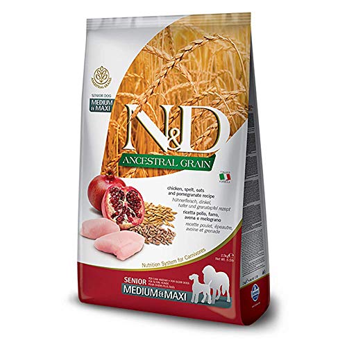 Farmina Natural & Delicious Natural Grano Ancestral Gallina y Granada Medio y Maxi Senior Alimento para perros 5.5 lb