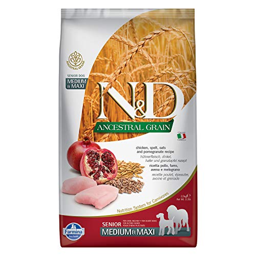 Farmina Natural & Delicious Natural Grano Ancestral Gallina y Granada Medio y Maxi Senior Alimento para perros 5.5 lb