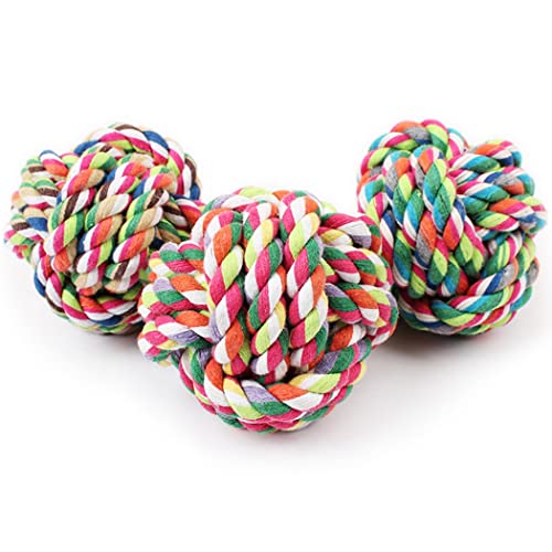 Fascigirl Pelota de cuerda para perros colorido: Pelota de mascar para mascotas de algodón juguete interactivo para masticadores agresivos Masticadores agresivos Ansiedad