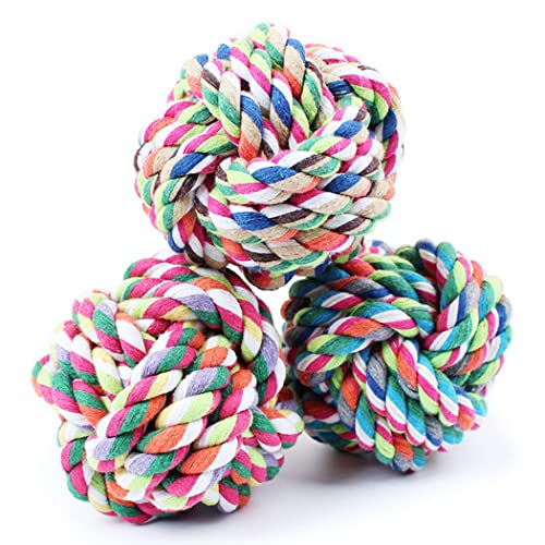 Fascigirl Pelota de cuerda para perros colorido: Pelota de mascar para mascotas de algodón juguete interactivo para masticadores agresivos Masticadores agresivos Ansiedad