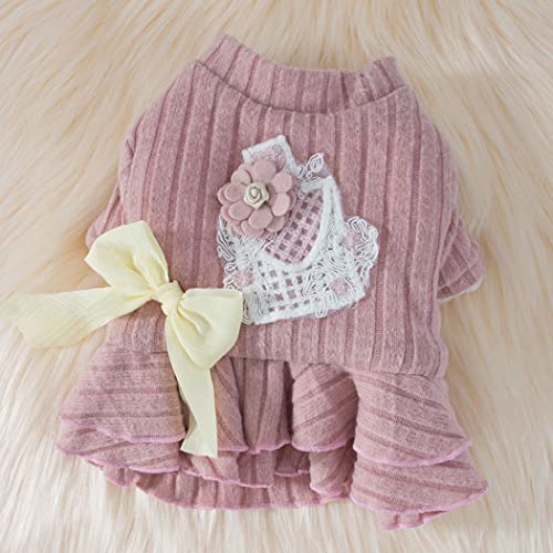 Fascigirl Vestido de invierno para perros de punto: vestido térmico para cachorros, ropa para perros y gatos, para fiestas, tamaño pequeño, mediano y ligero