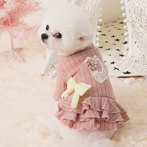 Fascigirl Vestido de invierno para perros de punto: vestido térmico para cachorros, ropa para perros y gatos, para fiestas, tamaño pequeño, mediano y ligero