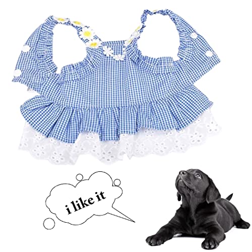 Fascigirl Vestido de perro a cuadros girasol: suave moda decorativo gato fiesta traje mascota ropa cachorros animal adorable flor pequeña mediana
