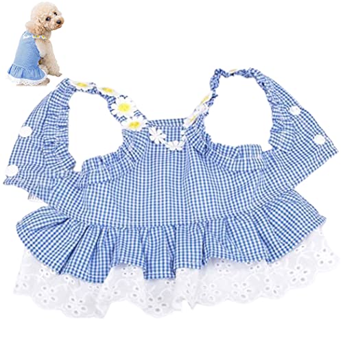 Fascigirl Vestido de perro a cuadros girasol: suave moda decorativo gato fiesta traje mascota ropa cachorros animal adorable flor pequeña mediana