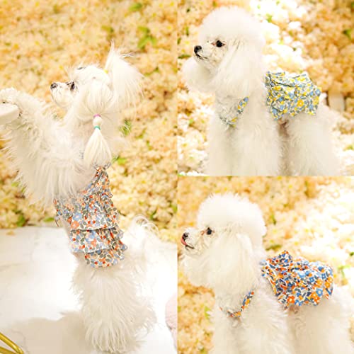 Fascigirl Vestido de perro de algodón flor: elástico de moda transpirable lindo perro fiesta traje cachorro vestido mascota ropa verano transpirable gatito