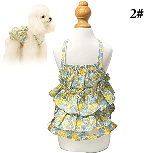 Fascigirl Vestido de perro de algodón flor: elástico de moda transpirable lindo perro fiesta traje cachorro vestido mascota ropa verano transpirable gatito