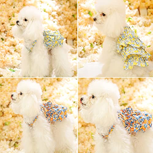 Fascigirl Vestido de perro de algodón flor: elástico de moda transpirable lindo perro fiesta traje cachorro vestido mascota ropa verano transpirable gatito