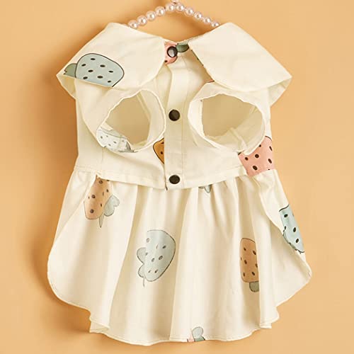 Fascigirl Vestido de perro de algodón fresa: disfraz decorativo para fiesta de gato, ropa para mascotas, vestido para cachorros, cachorros, animales, lindo divertido