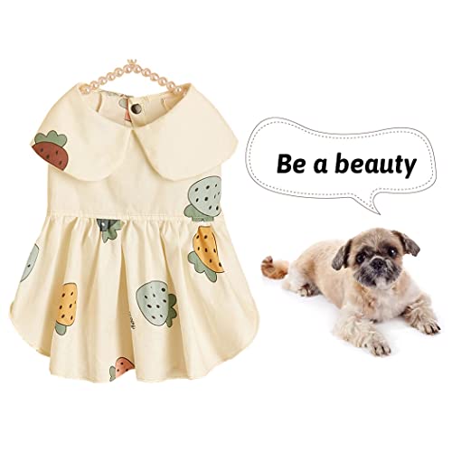 Fascigirl Vestido de perro de algodón fresa: disfraz decorativo para fiesta de gato, ropa para mascotas, vestido para cachorros, cachorros, animales, lindo divertido