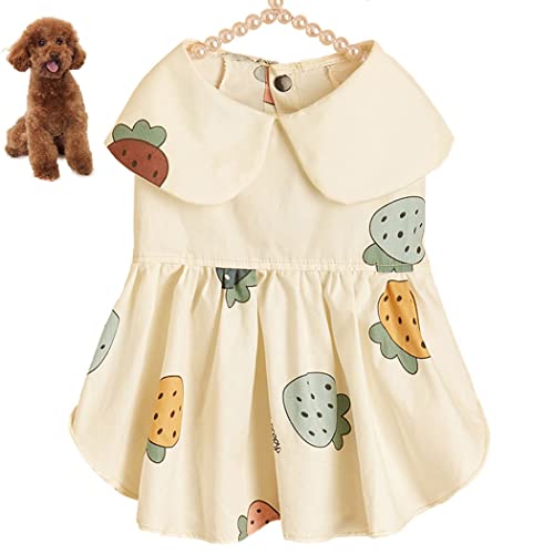 Fascigirl Vestido de perro de algodón fresa: disfraz decorativo para fiesta de gato, ropa para mascotas, vestido para cachorros, cachorros, animales, lindo divertido