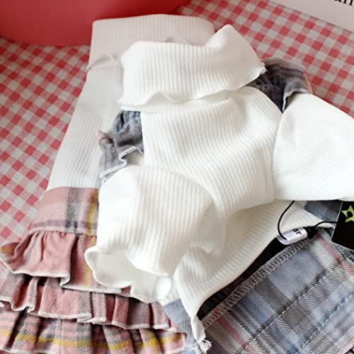 Fascigirl Vestido de perro de cuello alto a cuadros: moda decorativo térmico suave gato fiesta traje cachorro vestido ropa para mascotas pequeño medio cálido
