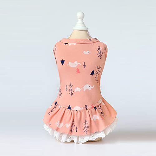 Fascigirl Vestido de perro de encaje de algodón: elefante suave decorativo estampado cachorro vestido para verano ropa ropa decorativa vacaciones