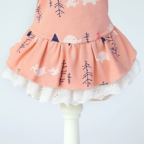 Fascigirl Vestido de perro de encaje de algodón: elefante suave decorativo estampado cachorro vestido para verano ropa ropa decorativa vacaciones