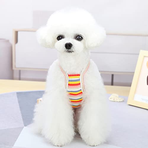 Fascigirl Vestido de perro raya colorido: bordado decorativo cereza moda lindo gato vestido de fiesta cachorro gato ropa traje ropa