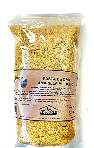 Faunamix Comida pájaros Pasta de cría y Mantenimiento Amarilla al Huevo. 500 Gramos