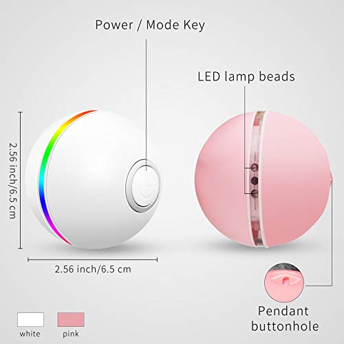 FAYOGOO Juguete Gato Interactivo, Juguetes Gato con Rotación Automática de 360 Grados, Bola Eléctrica de Gato Interactivo con Luz Flash LED y Carga USB, Pelotas de Juguete para Gatos y Perros