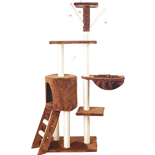 FAYONGHE Árbol para Gatos con Poste Rascador Árbol Trepador para Gatos Centro De Actividades con Caseta Y Plataformas para Felinos Altura 138 Cm (Color : Gray)