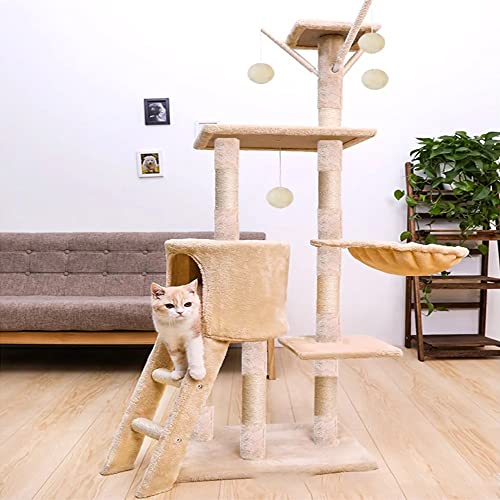 FAYONGHE Árbol para Gatos con Poste Rascador Árbol Trepador para Gatos Centro De Actividades con Caseta Y Plataformas para Felinos Altura 138 Cm (Color : Gray)