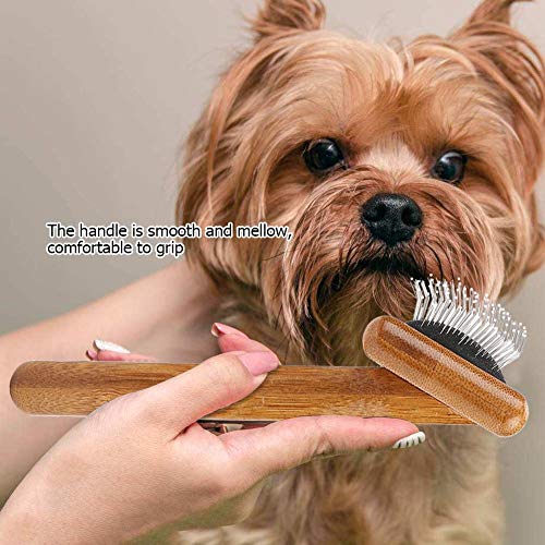Fdit Cepillo para Mascotas Peine de Pelo de Perro Peine de Gato Bambú Saludable Masaje Cepillo de Limpieza Vertimiento de Perrito Preparación de Pelo Depilación(#2)
