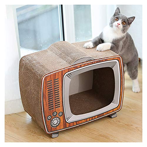 Fdsfd Gato Rascarse Gato Rascador Salón, Creativo Retro TV Bloc De Notas, Grande De Cartón, También Se Puede Utilizar como Un Nido Gato Gato Que Rasguña Pad Rasguño de Gato (Color : TV Set)