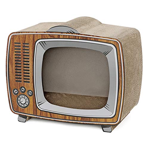 Fdsfd Gato Rascarse Gato Rascador Salón, Creativo Retro TV Bloc De Notas, Grande De Cartón, También Se Puede Utilizar como Un Nido Gato Gato Que Rasguña Pad Rasguño de Gato (Color : TV Set)