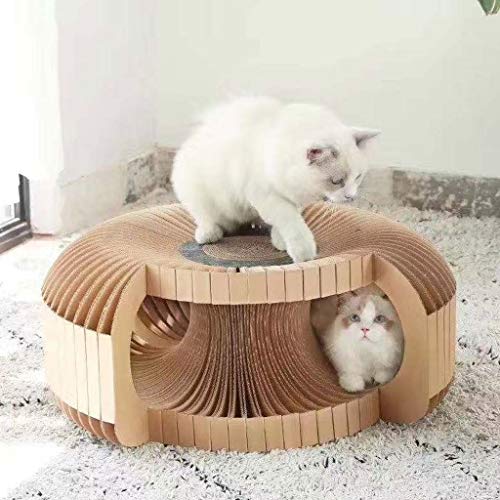 Fdsfd Rascador de gato de papel corrugado Rascador de gato Casa de mascotas Forma de donut de gran tamaño Túnel de gato DIY Gato Rascado Interior Gatito Juguetes