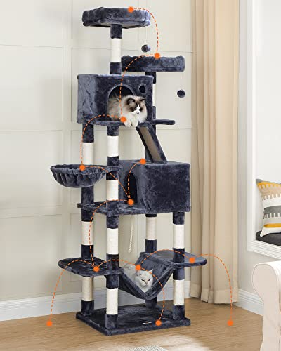 FEANDREA Árbol de Gatos Alto, Torre de 206 cm, Gris Ahumado PCT190G01