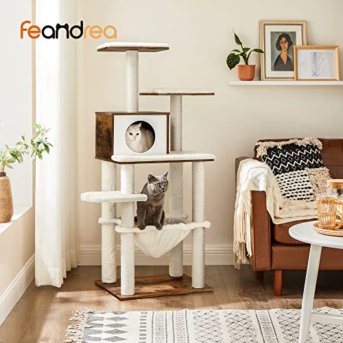 FEANDREA Árbol de Gatos, Torre de Gatos de 138cm, Marrón Rústico PCT164X01