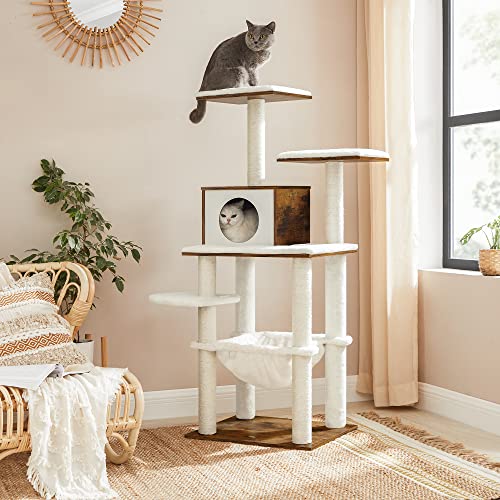 FEANDREA Árbol de Gatos, Torre de Gatos de 138cm, Marrón Rústico PCT164X01