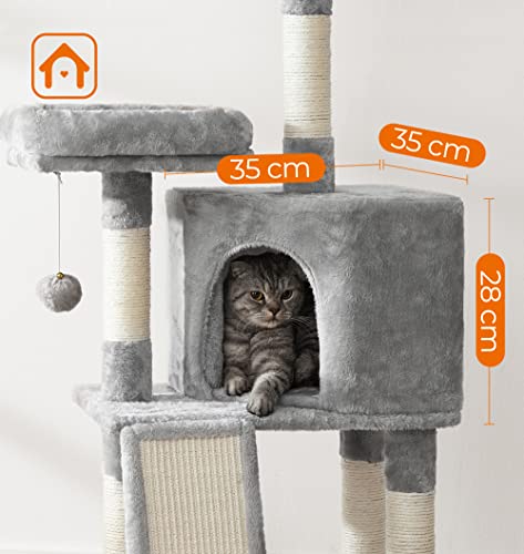 FEANDREA Árbol de Gatos, Torre para Gatos, 115 cm, Gris Claro PCT141W01