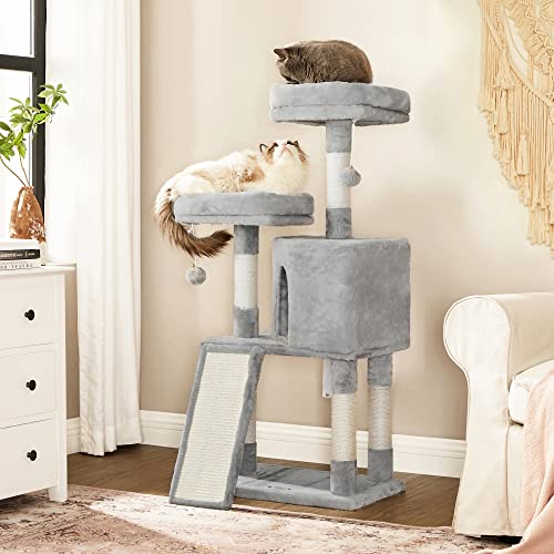 FEANDREA Árbol de Gatos, Torre para Gatos, 115 cm, Gris Claro PCT141W01