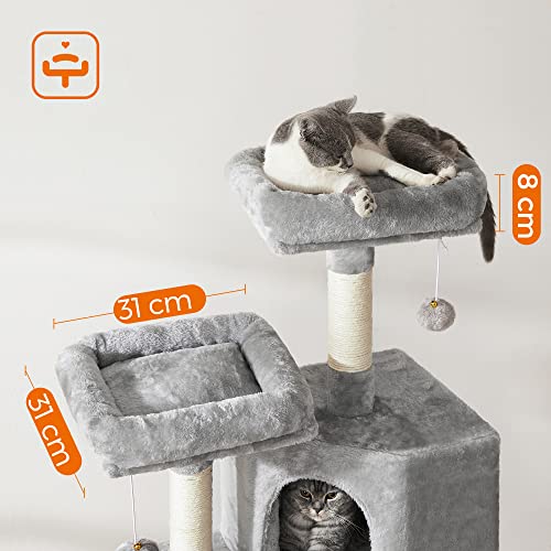 FEANDREA Árbol de Gatos, Torre para Gatos, 115 cm, Gris Claro PCT141W01