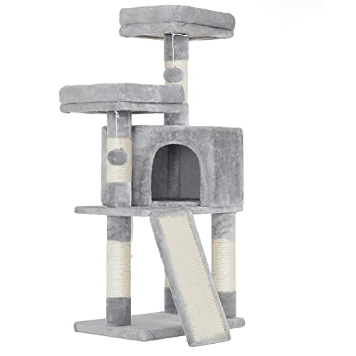 FEANDREA Árbol de Gatos, Torre para Gatos, 115 cm, Gris Claro PCT141W01