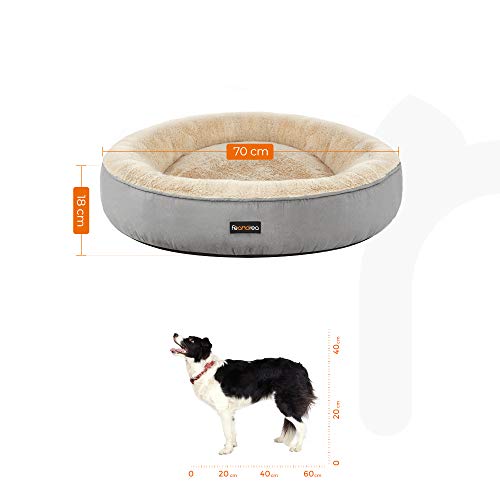 FEANDREA Cesta de Perros Redonda, Cama Redonda, ø 70 cm, Gris Claro PGW070G01