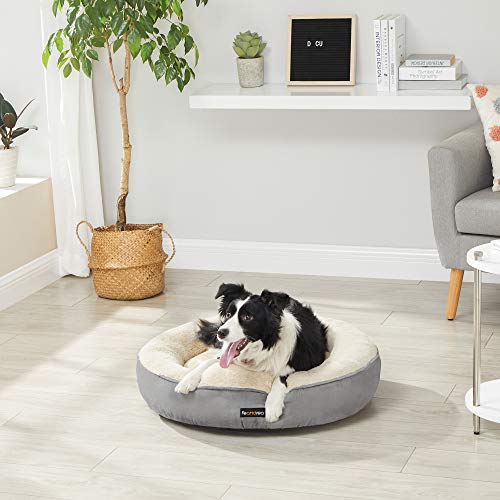 FEANDREA Cesta de Perros Redonda, Cama Redonda, ø 70 cm, Gris Claro PGW070G01