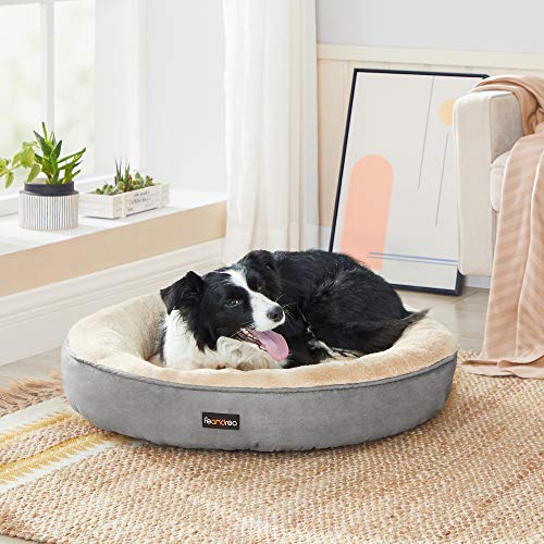 FEANDREA Cesta de Perros Redonda, Cama Redonda, ø 70 cm, Gris Claro PGW070G01