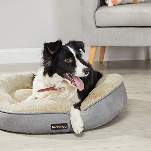 FEANDREA Cesta de Perros Redonda, Cama Redonda, ø 70 cm, Gris Claro PGW070G01