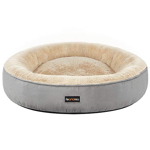 FEANDREA Cesta de Perros Redonda, Cama Redonda, ø 70 cm, Gris Claro PGW070G01