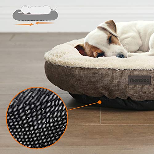 FEANDREA Sofá para Perro, Cama para Mascota, Redonda, 65 cm, Marrón PGW65C