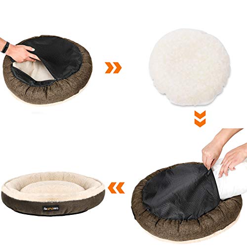 FEANDREA Sofá para Perro, Cama para Mascota, Redonda, 65 cm, Marrón PGW65C