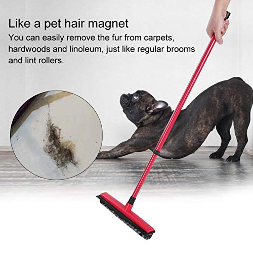 FEBT Escoba de Goma, Escoba Duradera, Herramienta de Depilación para Mascotas, Elimina Fácilmente el Pelo con un Cepillo de Pelusa para Limpiar el Cabello para el Hogar(Rojo)