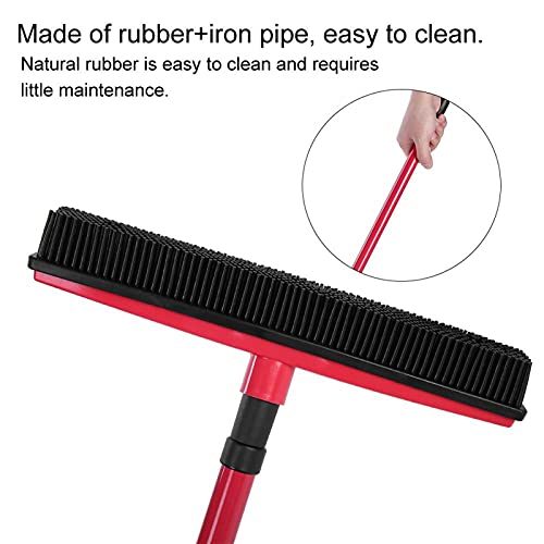 FEBT Escoba de Goma, Escoba Duradera, Herramienta de Depilación para Mascotas, Elimina Fácilmente el Pelo con un Cepillo de Pelusa para Limpiar el Cabello para el Hogar(Rojo)
