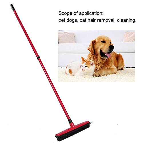FEBT Escoba de Goma, Escoba Duradera, Herramienta de Depilación para Mascotas, Elimina Fácilmente el Pelo con un Cepillo de Pelusa para Limpiar el Cabello para el Hogar(Rojo)