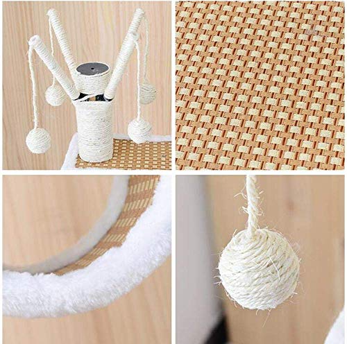 FEE-ZC Estructura De Escalada De Madera Maciza para Gatos, Arañazos Cubiertos De Sisal para Árboles De Gato, Postes Acolchados, Percha Superior para Condominio, Muebles De La Torre