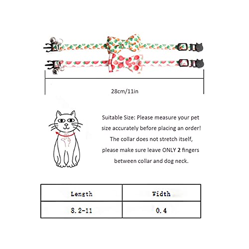 FEimaX Collar del Gato Pequeños Pajaritas Collares Series de Frutas de Verano con Bowknot Desmontable Hebilla de Liberación Rápida Ajustable Suave Confortable Refrescarse Gatitos (Cereza)