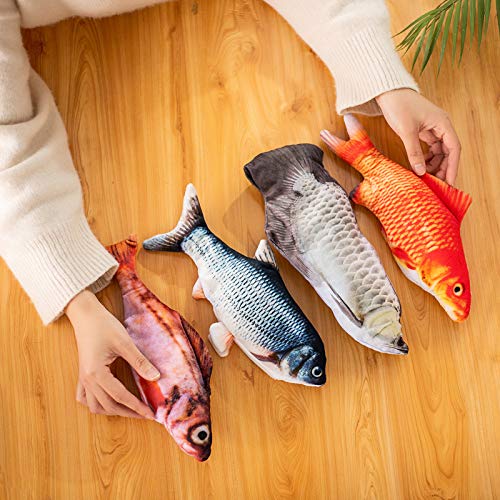 FeiWen Hierba Gatera Juguete Peces de Peluche Juguetes Interactivos para Gatos Juguetes eléctricos para Peces (Amarillo)